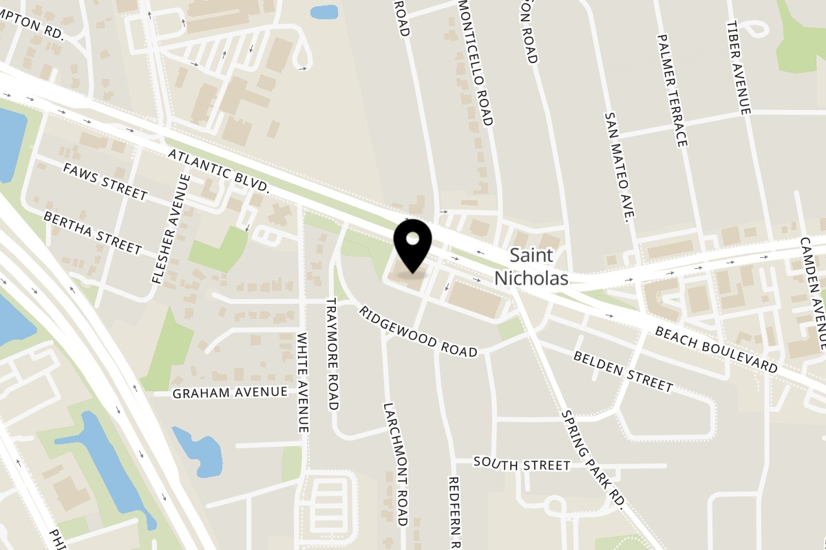 Map showing the location of Havana Jax Cafe on 2578 Atlantic Boulevard in Jacksonville